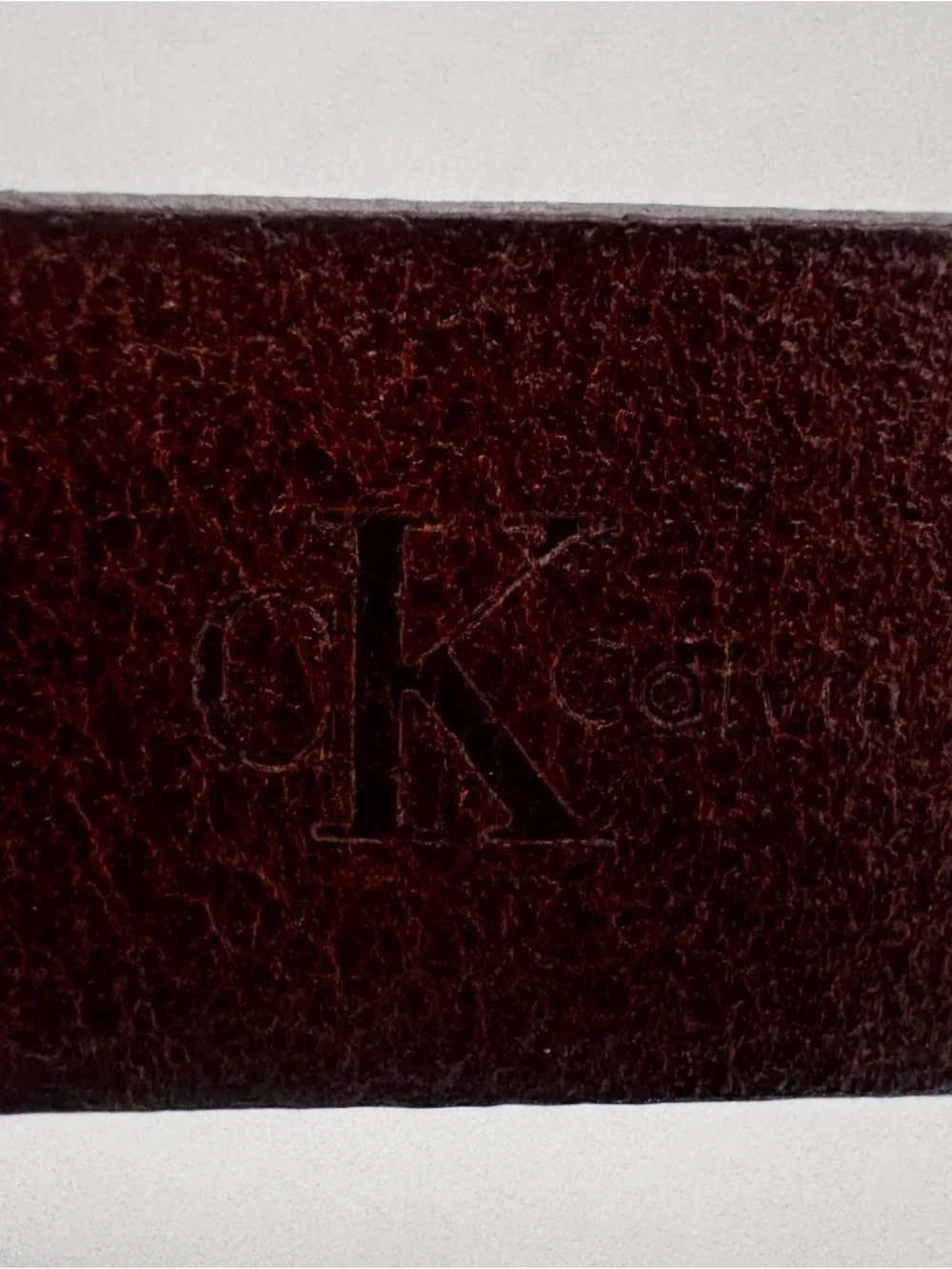 Calvin Klein Brown Leather Belt with Silver cK Buckle